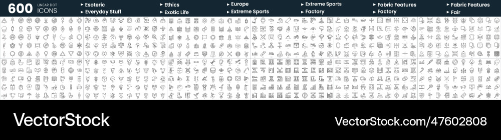 Set of 600 thin line icons in this bundle include Set of 600 thin line icons in this bundle include vector image