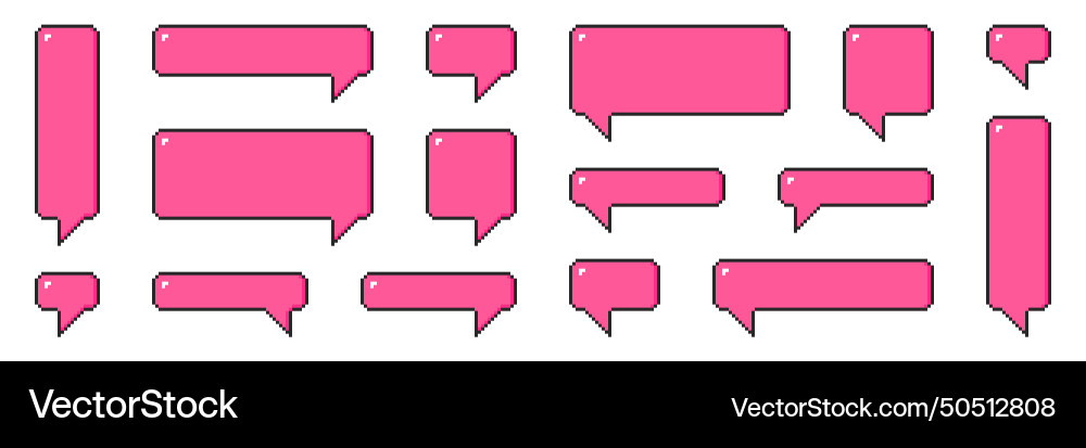 Set of different shape pixel empty speech bubble Set of different shape pixel empty speech bubble vector image