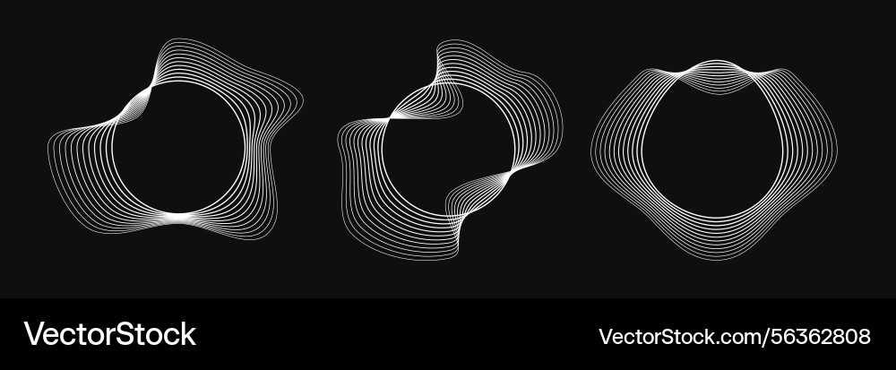Set of round curved frames with dynamic wavy Set of round curved frames with dynamic wavy vector image