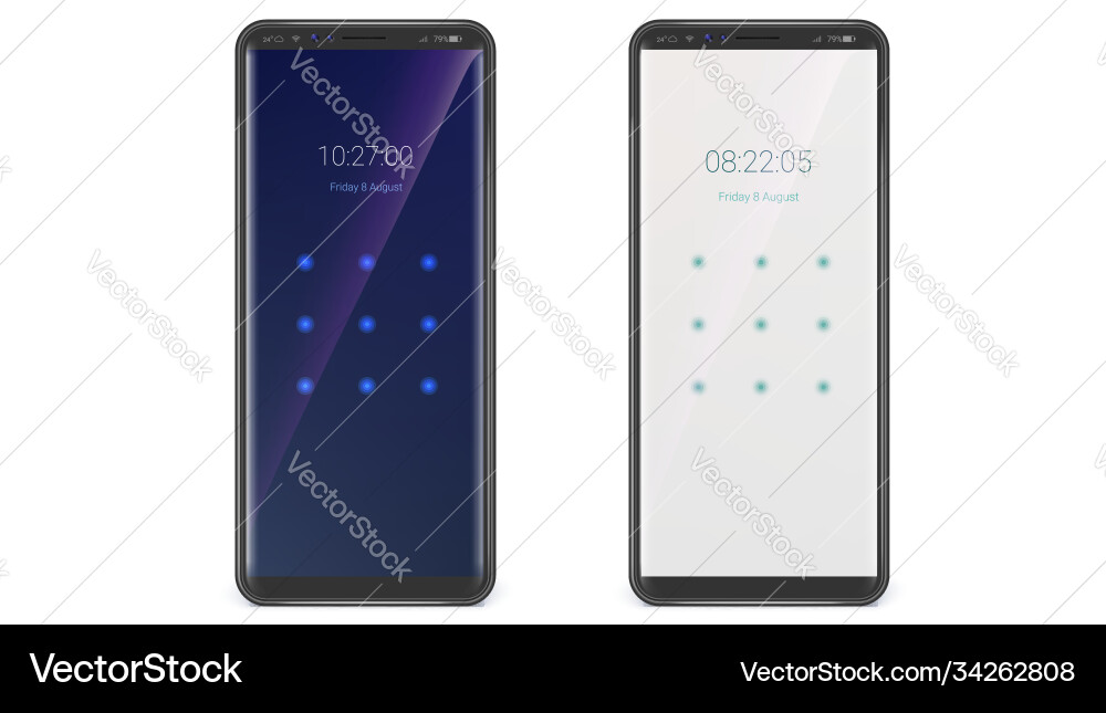 Smartphones with ui access screen entering Smartphones with ui access screen entering vector image