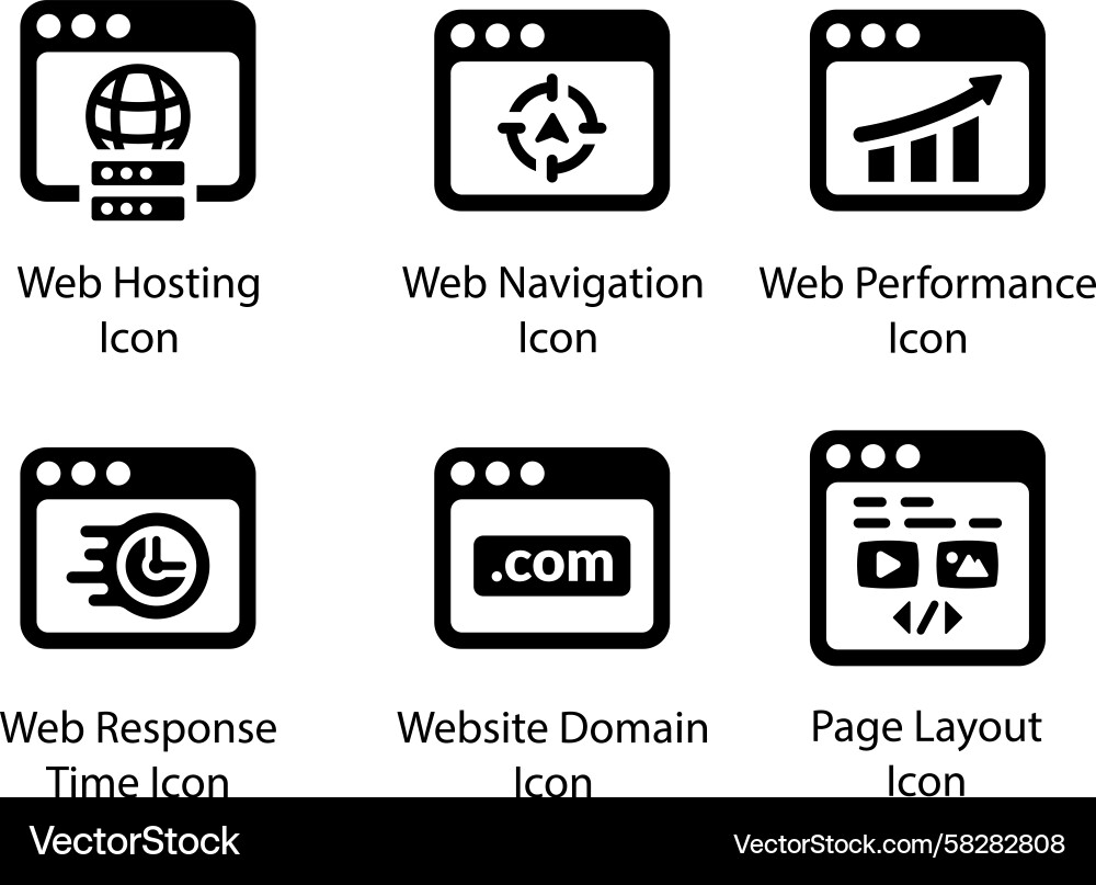 Web Hosting Performance Icons Vector Image
