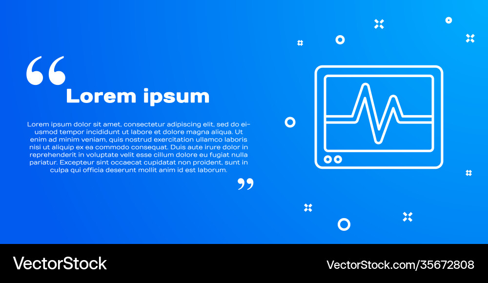 White line computer monitor with cardiogram icon White line computer monitor with cardiogram icon vector image