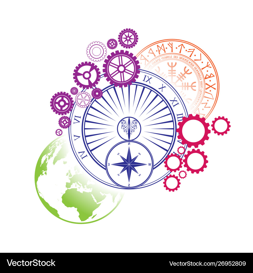 Abstract Circle & Clock Elements Background vector image