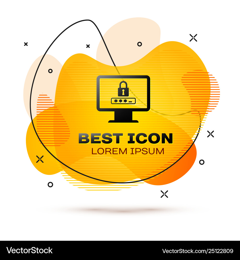 Black monitor with password notification and lock vector image