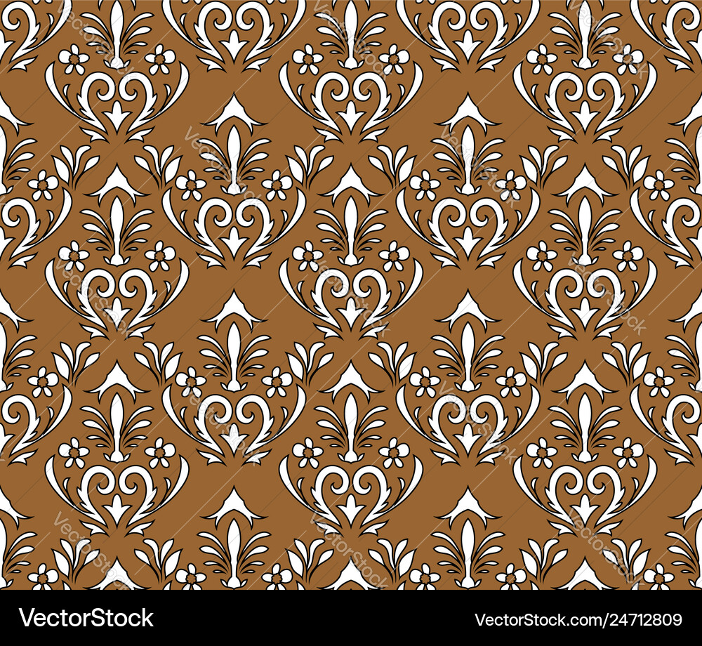 Damask seamless outline pattern Damask seamless outline pattern vector image