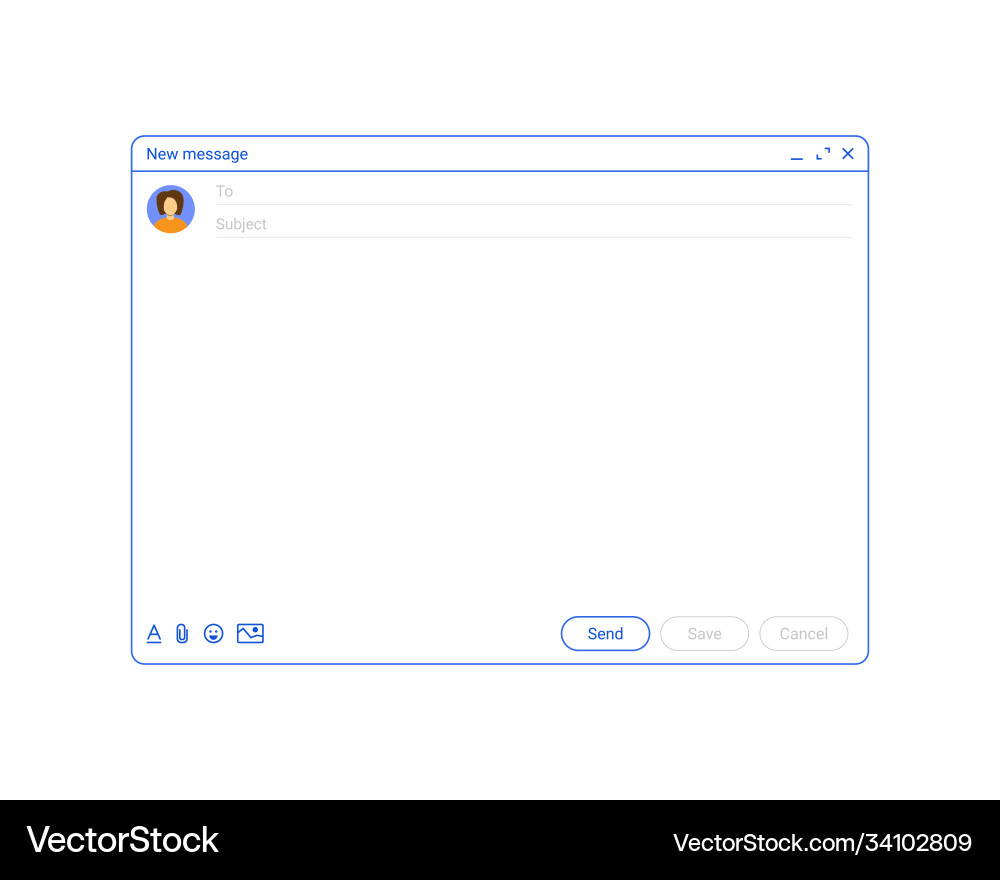 Email Template Mockup - New Message Window Vector Image