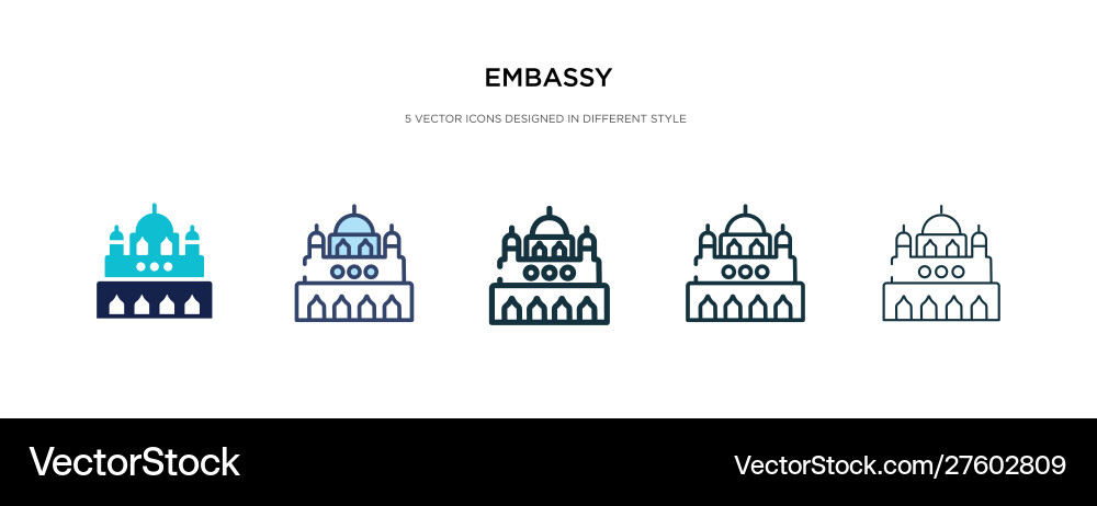 Embassy icon in different style two colored Embassy icon in different style two colored vector image