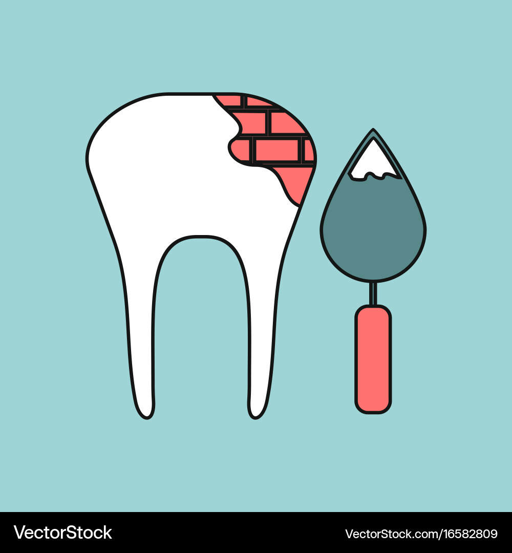 Flat icon design collection tooth with tool Vector Image