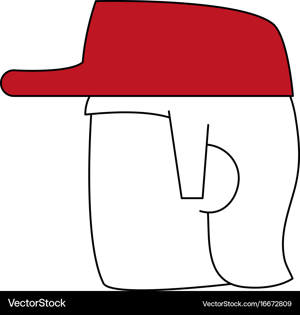 Flat line man head with hat hint color over Vector Image