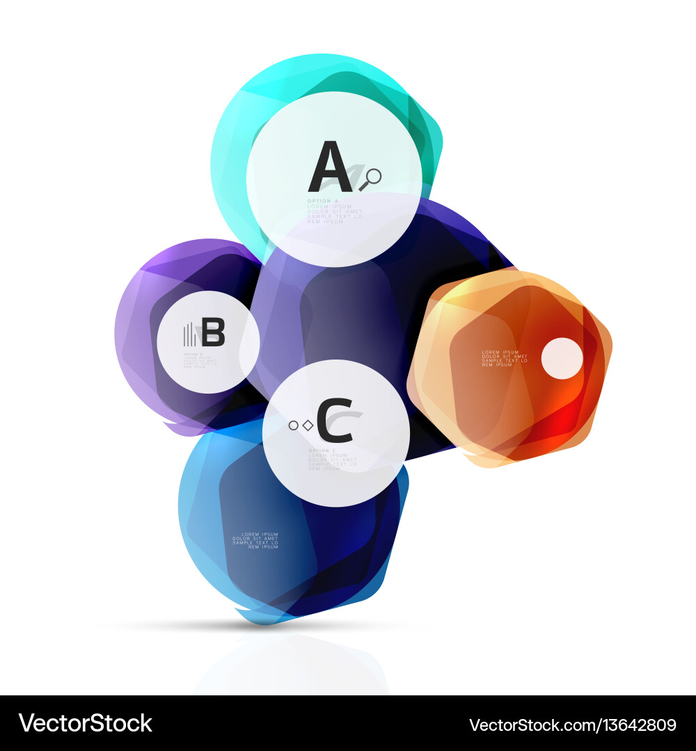 Glass glossy shiny hexagon web elements vector image