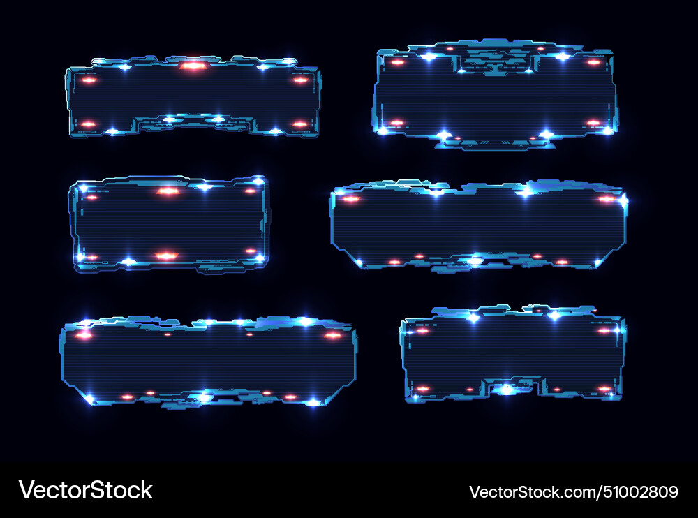 Glow Tech Interface Frames Vector Image