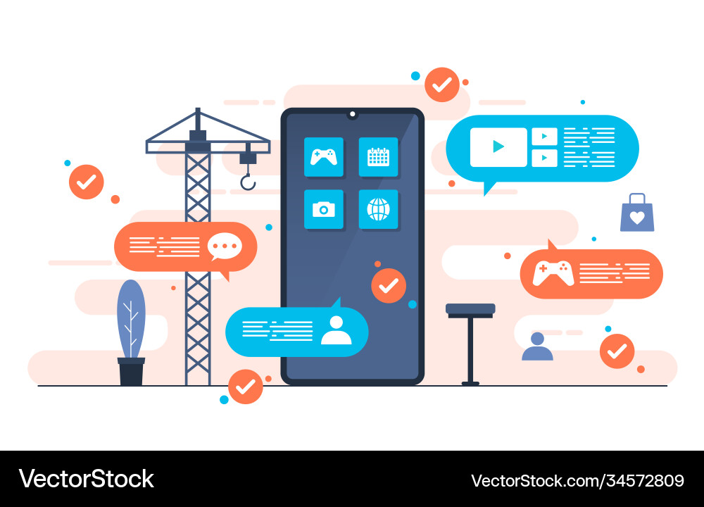 Heavy vehicle build mobile app development Heavy vehicle build mobile app development Vector Image