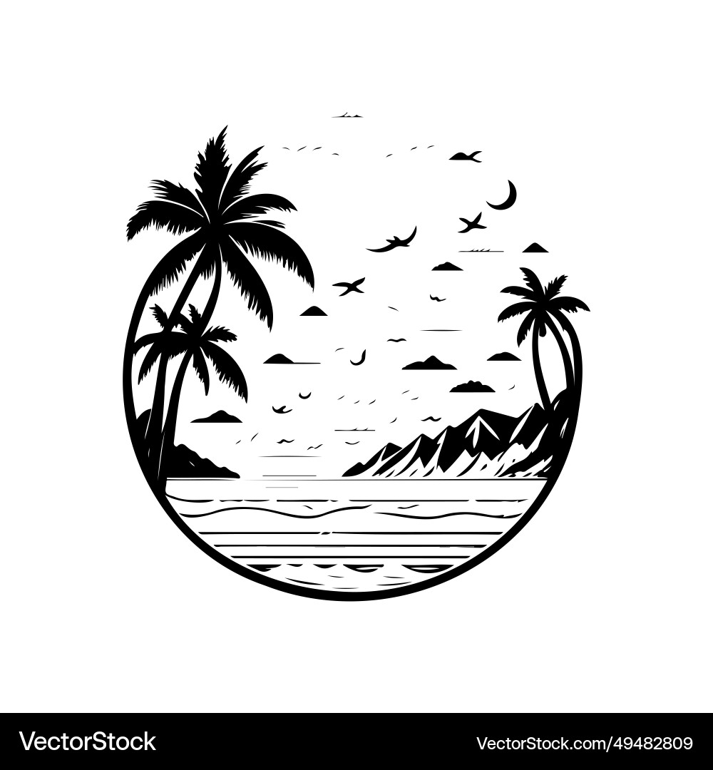 Island beach icon hand draw black colour vacation – Royalty-Free Vector |  VectorStock, image size:1000x1080