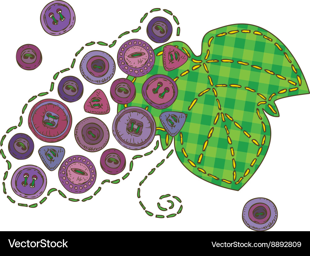 Isolated patchwork grape vector image