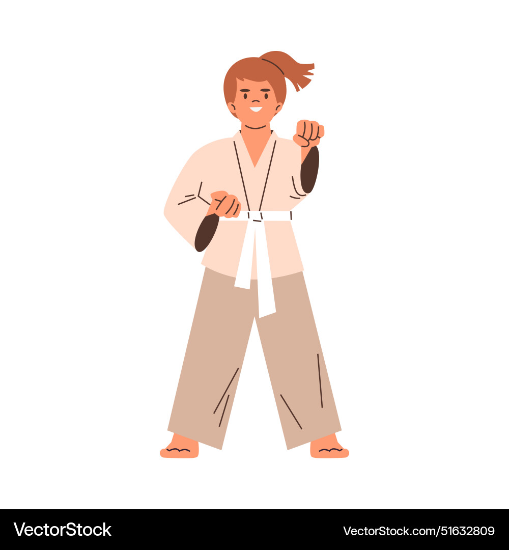 Mädchen Kind tragen Kimono und weißen Gürtel Karate Mädchen Kind tragen Kimono und weißen Gürtel Karate vektorbild