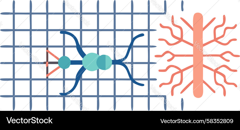 Neuron Cell on Grid Network Vector Image