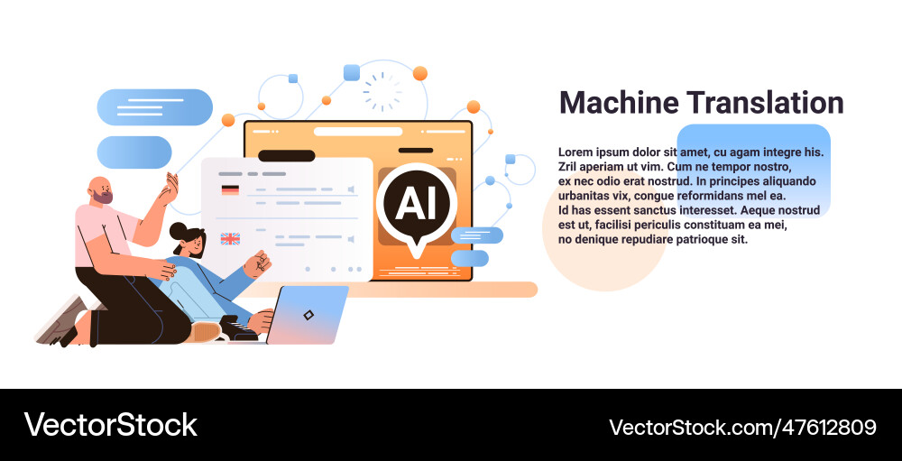 People using machine translation application Vector Image