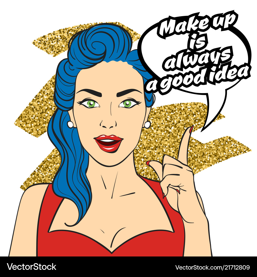 Pop art beautiful woman face Pop art beautiful woman face vector image