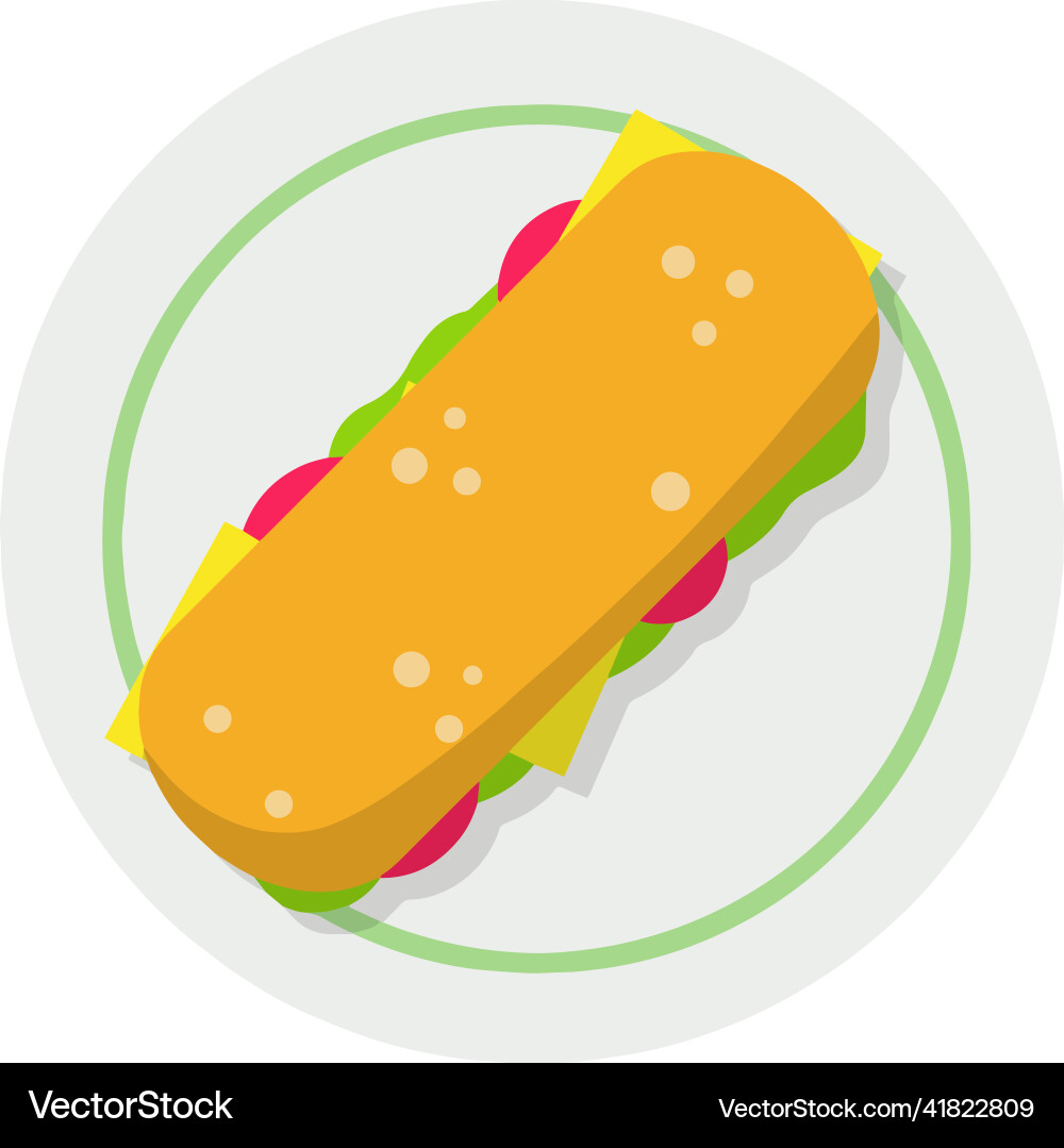 Sandwich and long burger with meat vegetables Sandwich and long burger with meat vegetables vector image