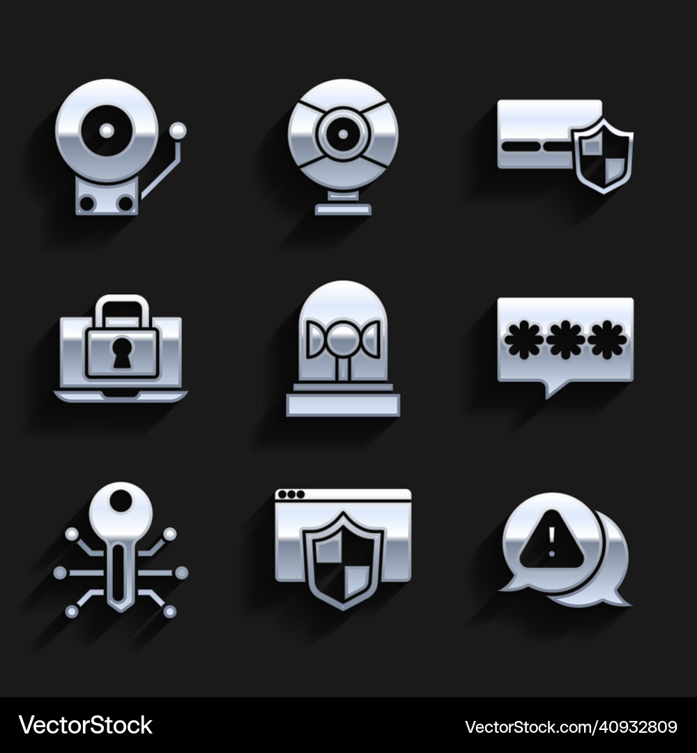 Set flasher siren browser with shield Set flasher siren browser with shield vector image
