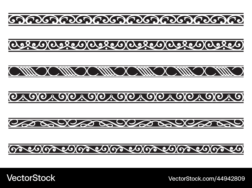 Set of decorative seamless ornamental border Vector Image