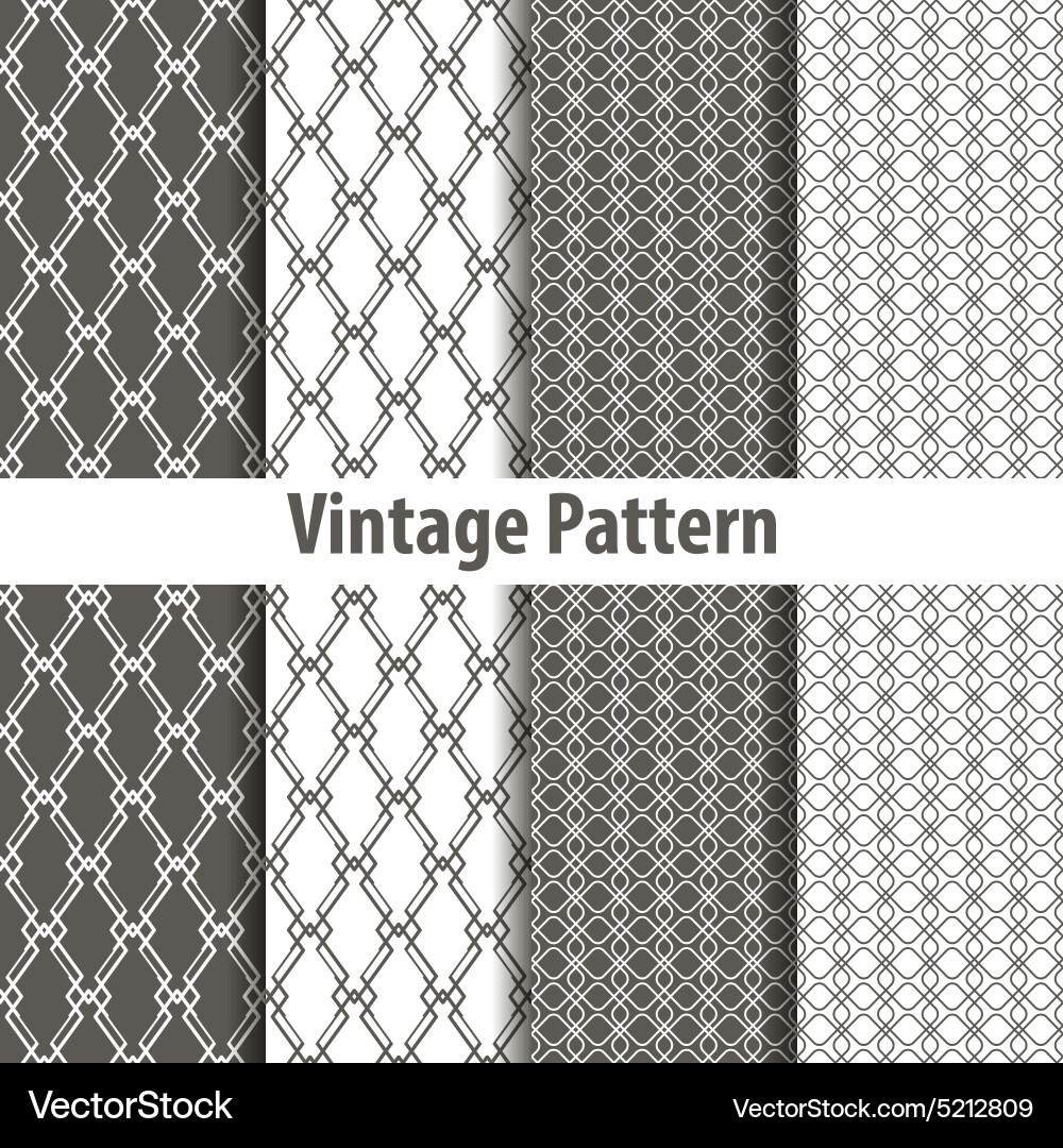 Set of nine seamless pattern in retro style vector image