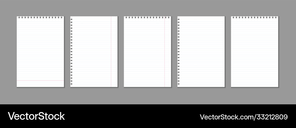 Set realistic blank lined notebook sheet Set realistic blank lined notebook sheet vector image