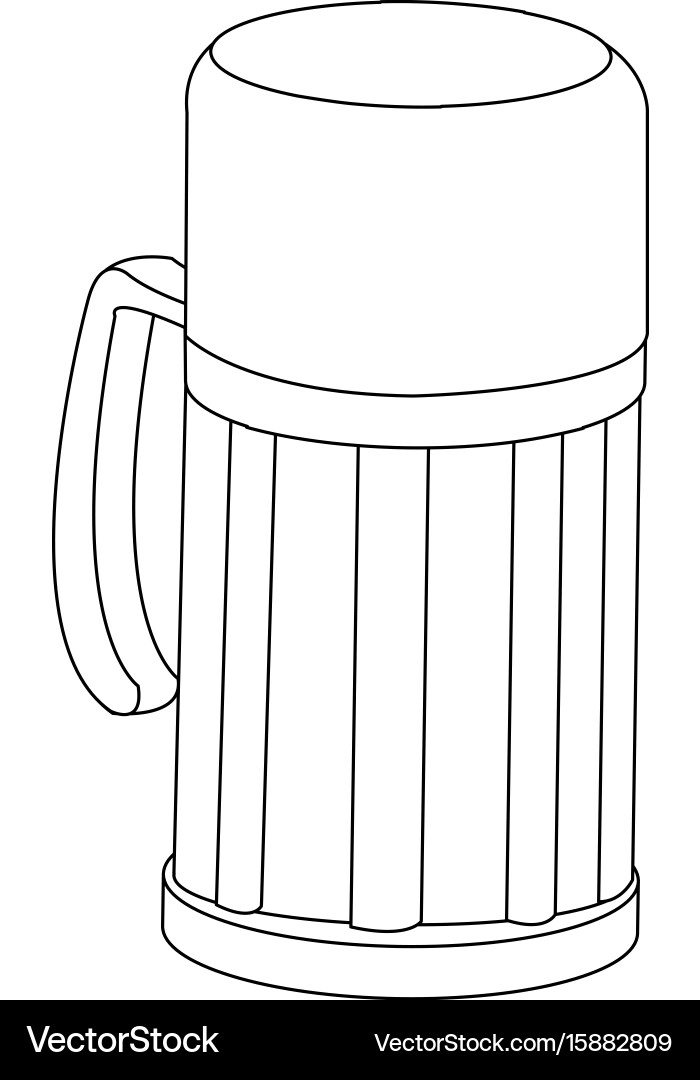 Thermo flask bottle beverage handle object Vector Image