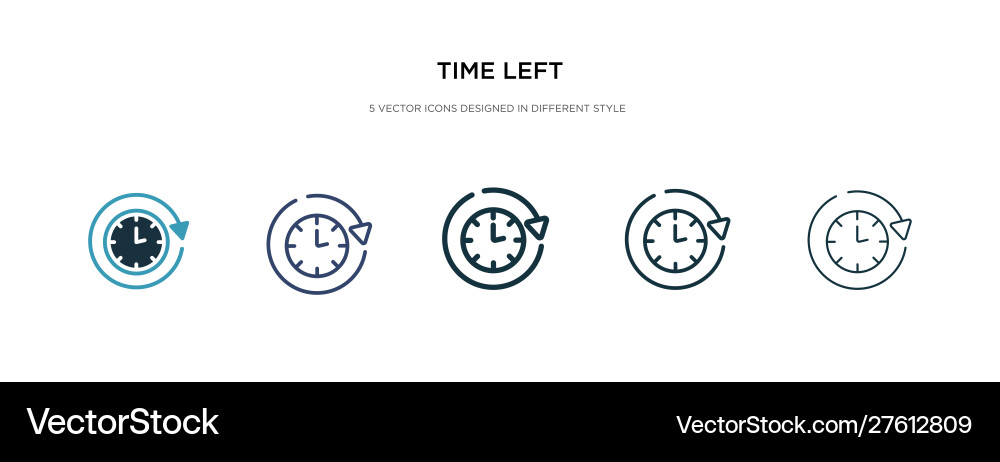 Time left icon in different style two colored Vector Image