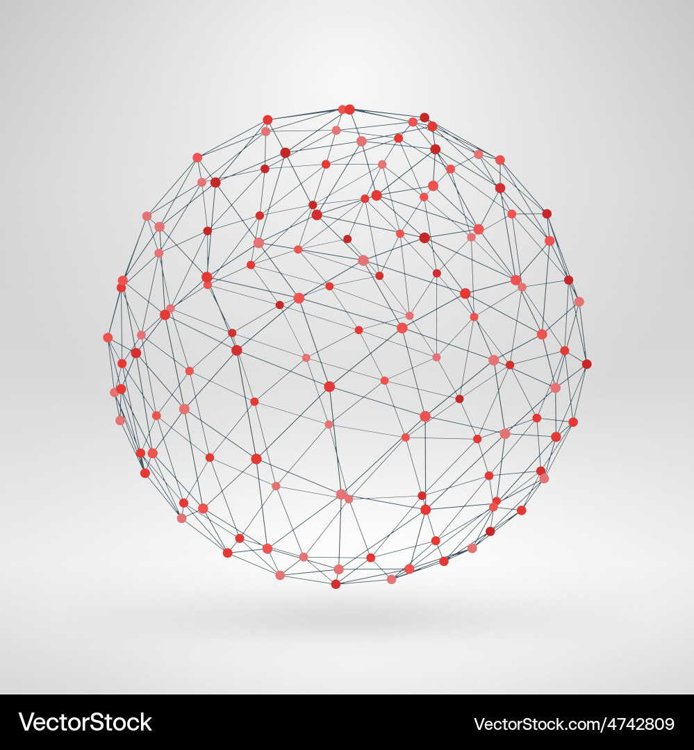 Wireframe polygonal element 3d sphere with lines vector image