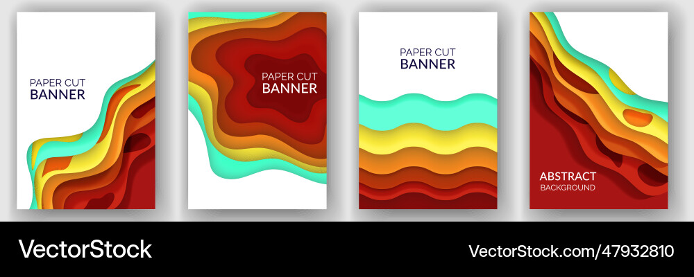 Abstract background set with color waves paper Abstract background set with color waves paper vector image