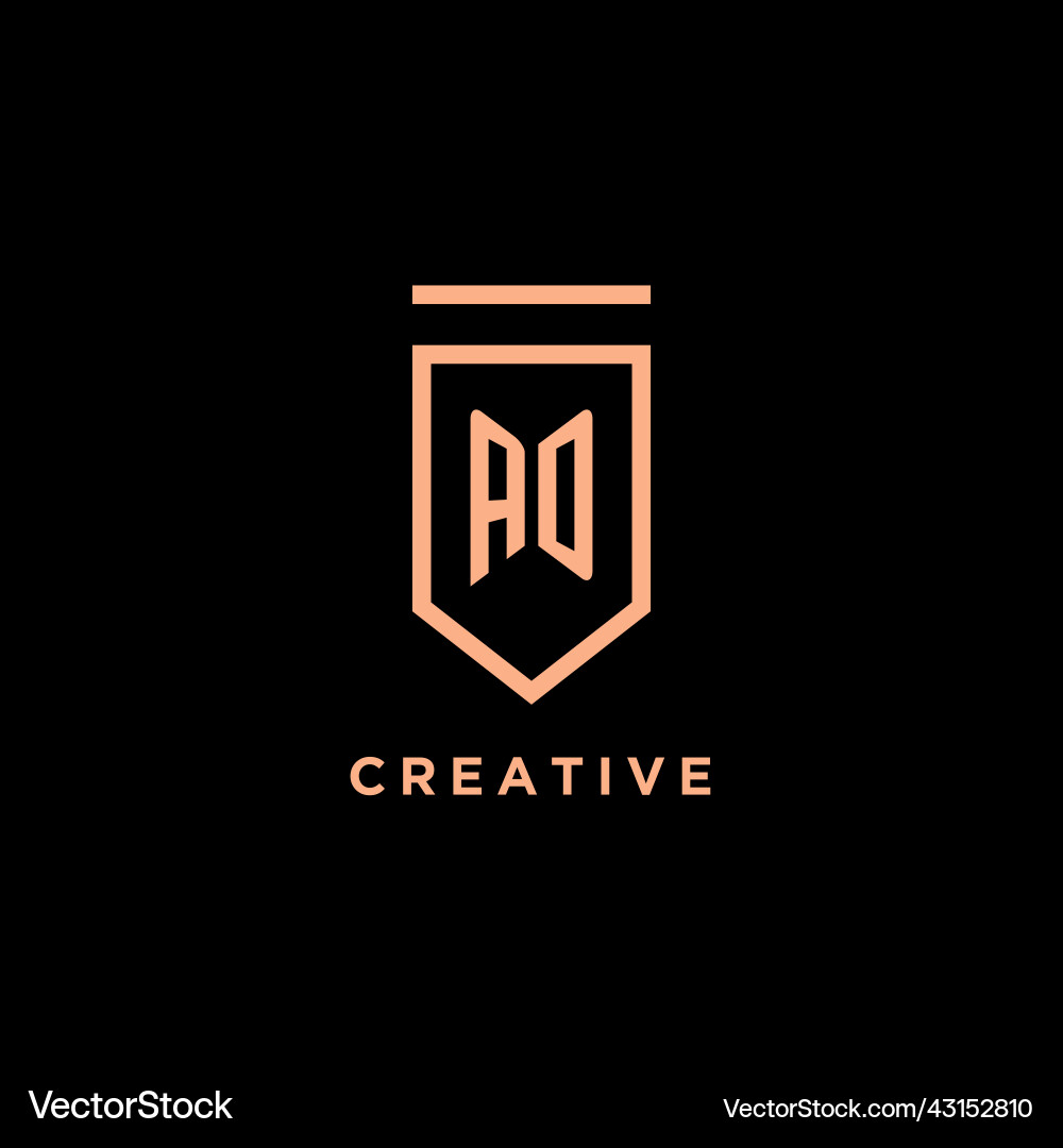 Ad monogram initial with shield logo design icon Vector Image