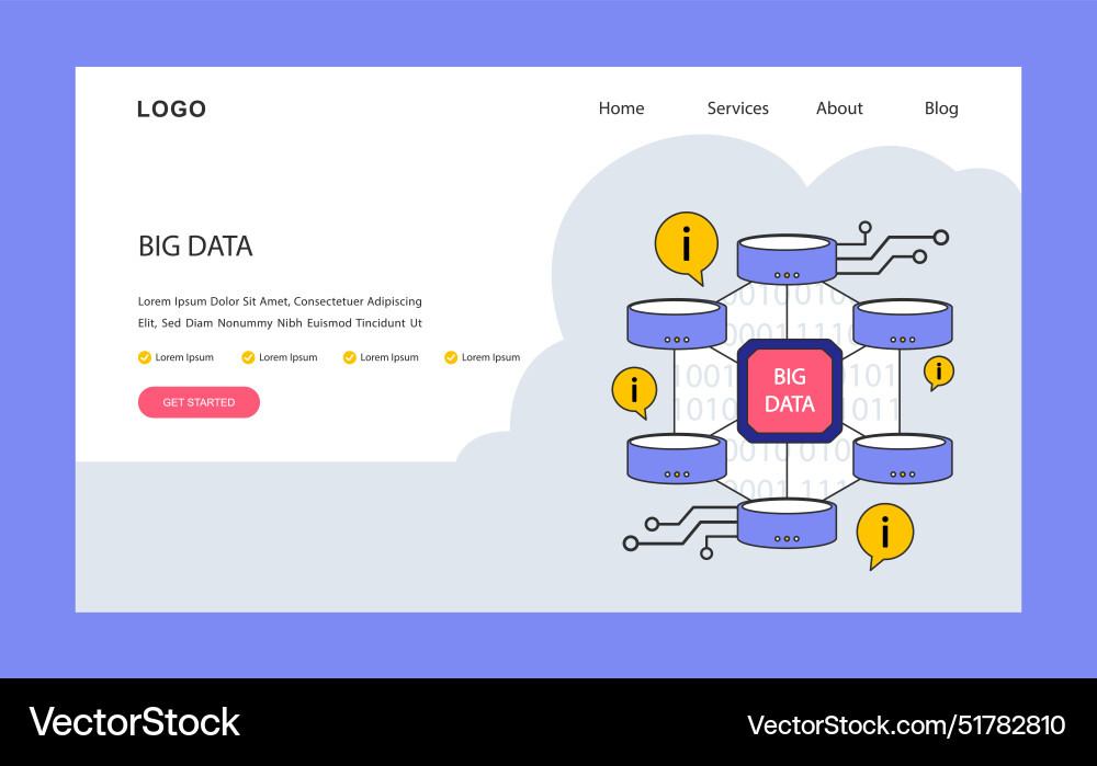 Big data intricate network of processing Big data intricate network of processing vector image