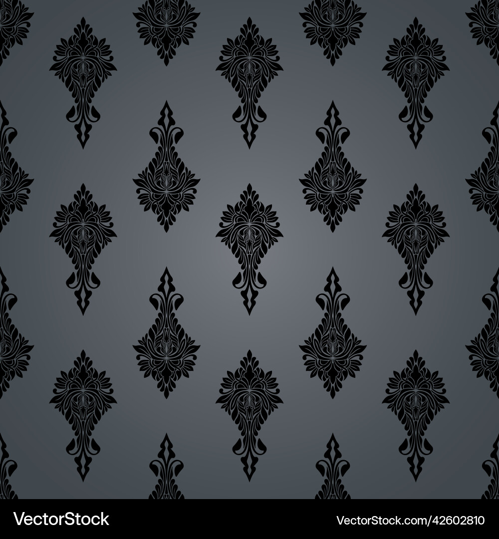 Black damask seamless pattern element vector image