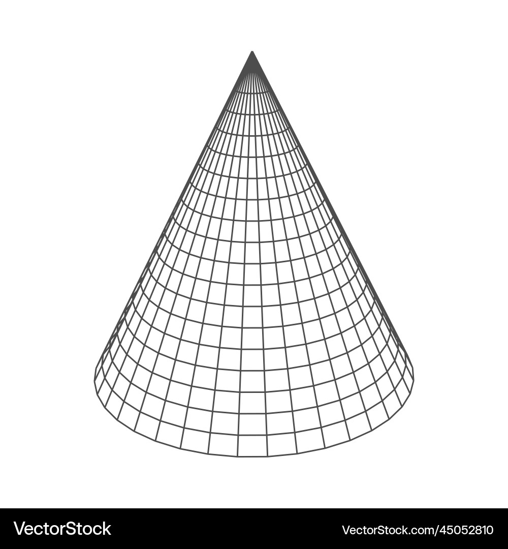 Cone low poly geometric shape of wireframe grid vector image