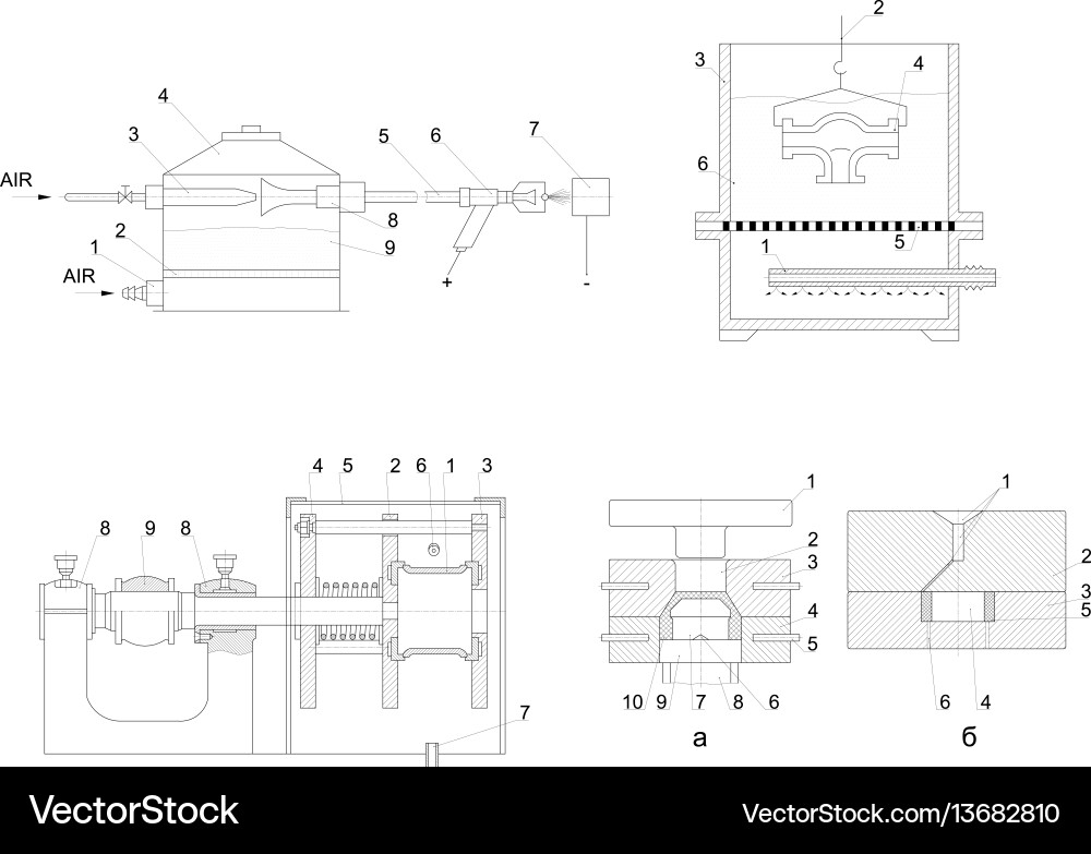 Detailed Industrial Machinery Blueprint Vector Image