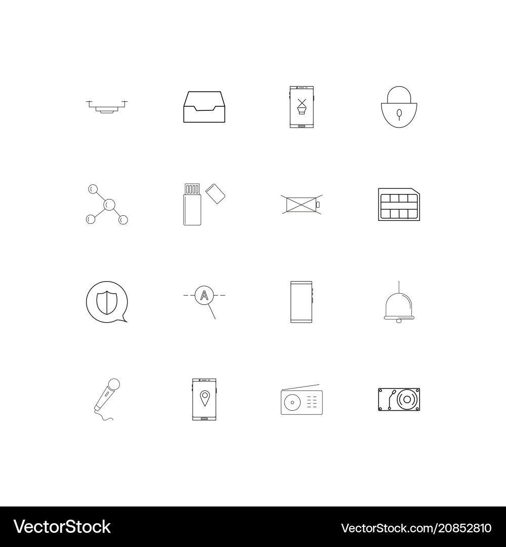 Devices linear thin icons set outlined simple vector image