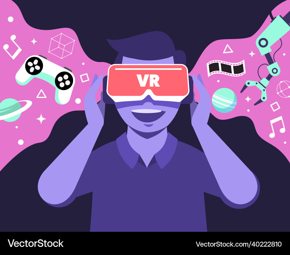 He enjoyment play in online gaming at home He enjoyment play in online gaming at home vector image