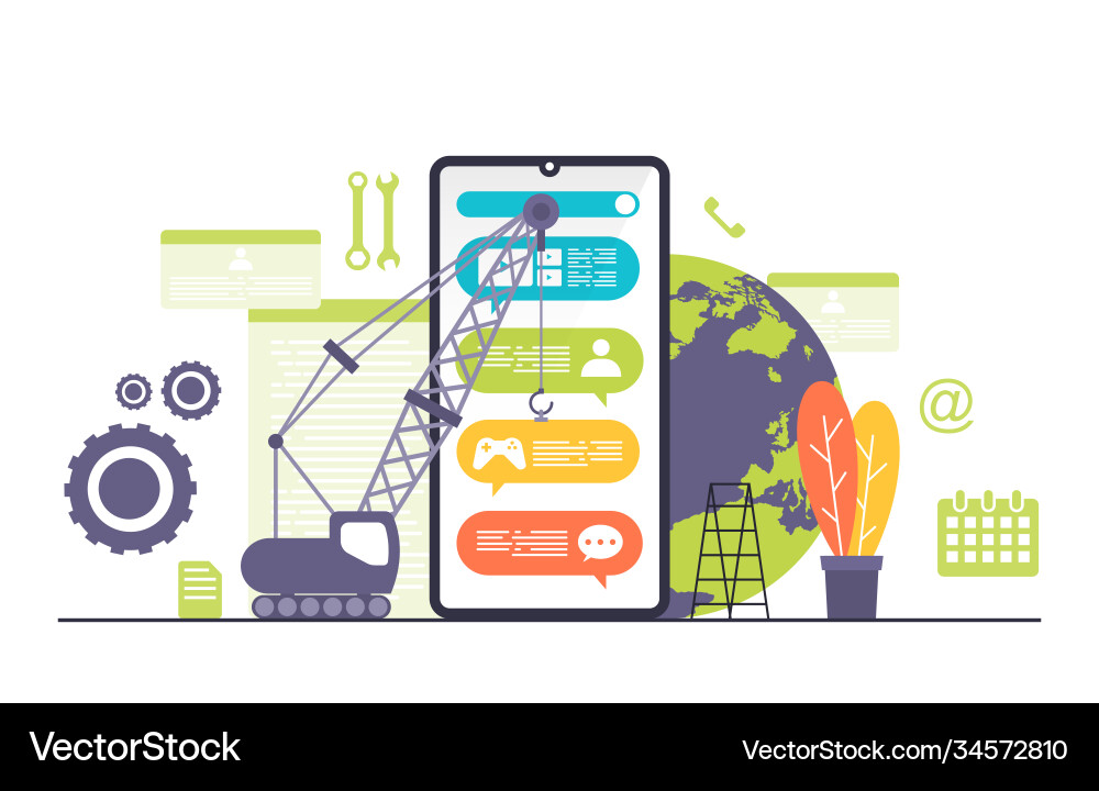 Heavy vehicle build mobile app development Heavy vehicle build mobile app development vector image