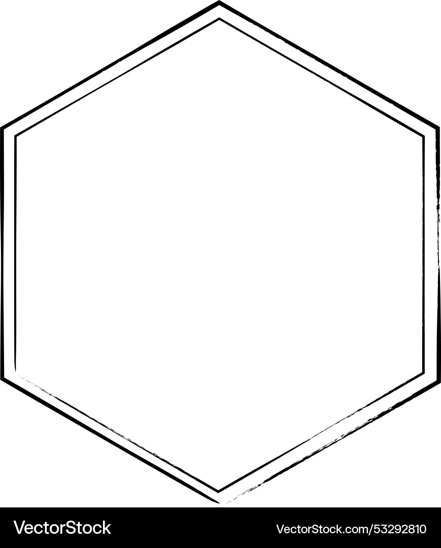 Hexagon grunge texture element frame border shape Hexagon grunge texture element frame border shape vector image