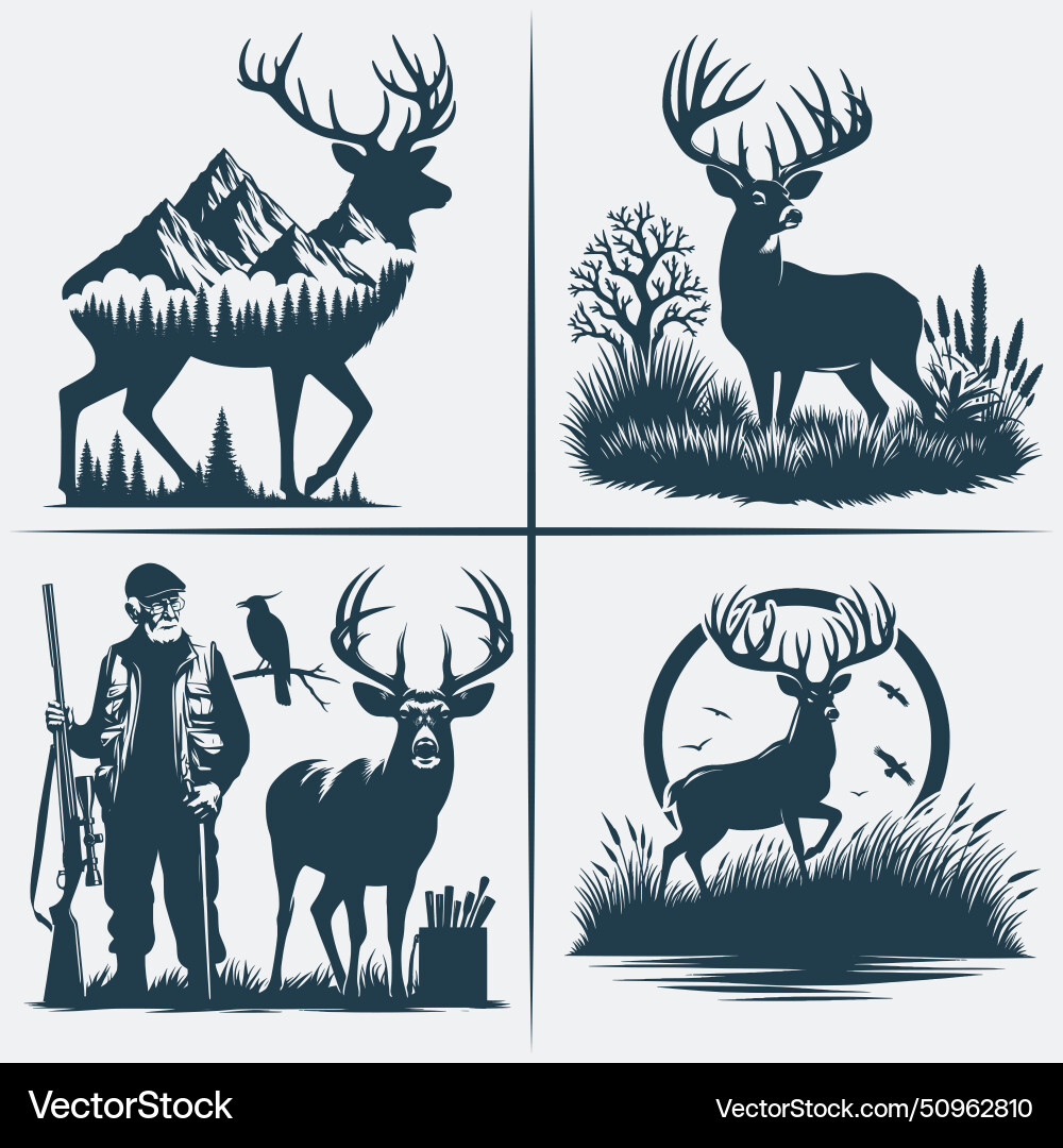 Hunting silhouette svg bundle file Royalty Free Vector Image