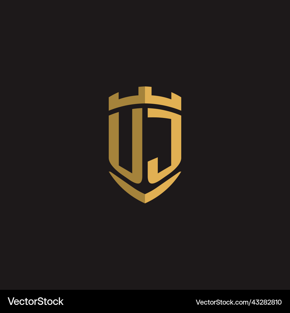 Initials uj logo monogram with shield style design Initials uj logo monogram with shield style design Vector Image