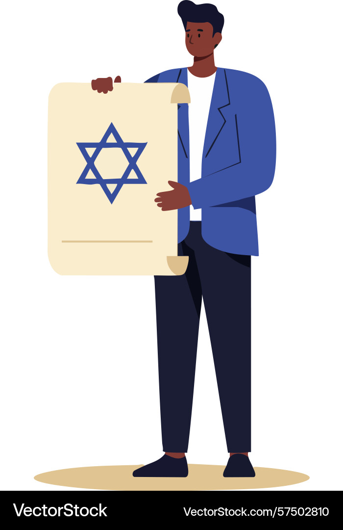 Man holding scroll with star of david symbol Vector Image