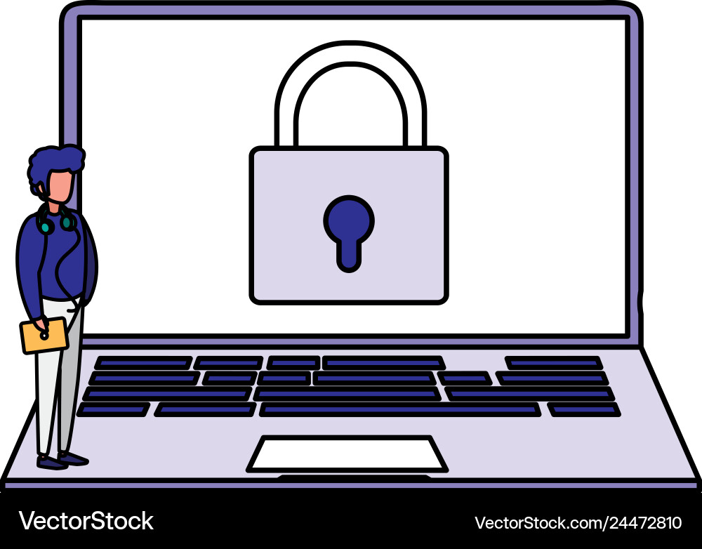 Man using laptop computer Man using laptop computer Vector Image