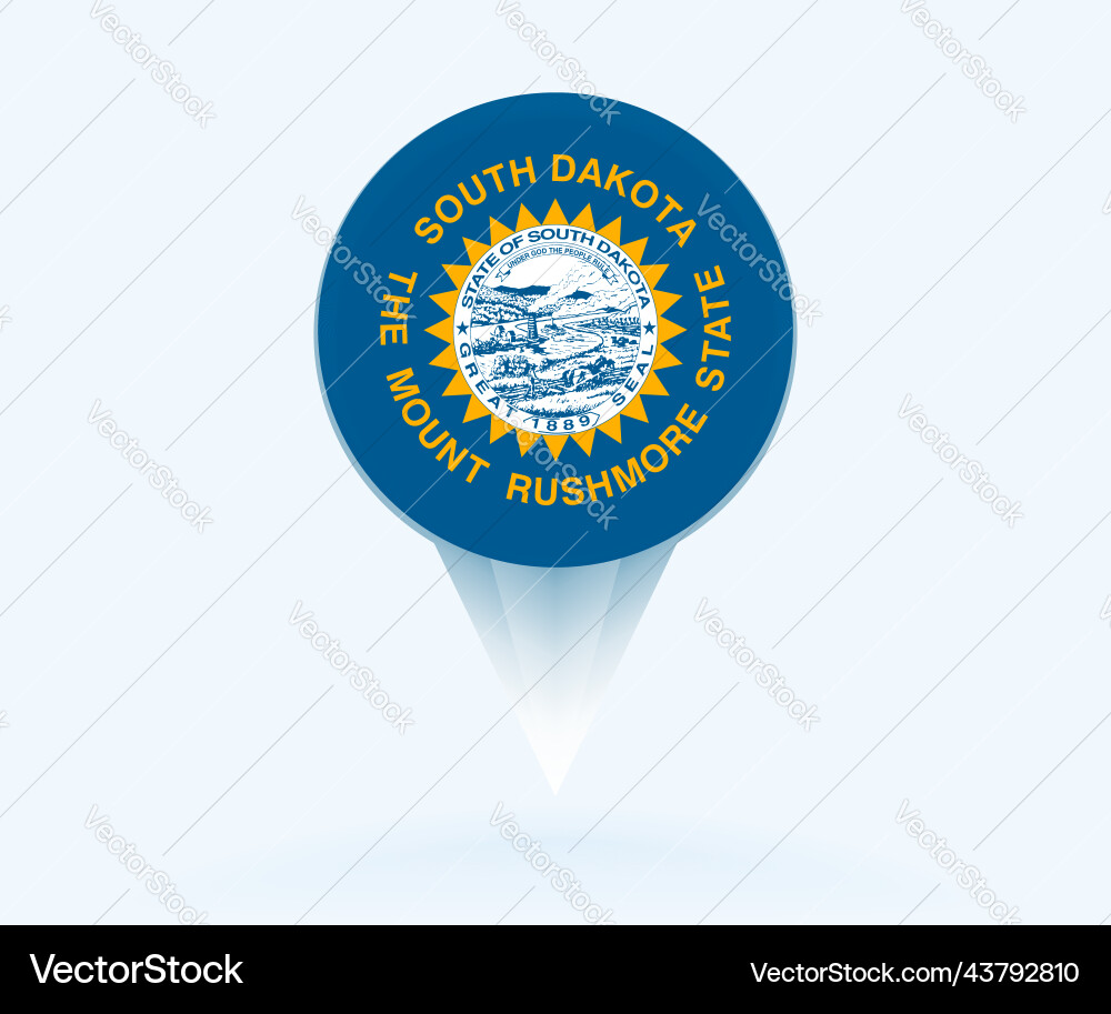 Map pointer with flag of south dakota vector image