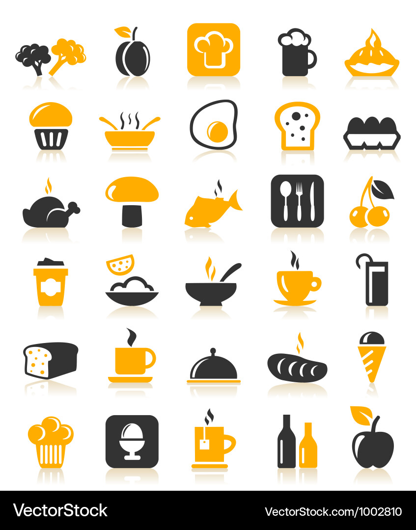 Meal food icons Royalty Free Vector Image - VectorStock