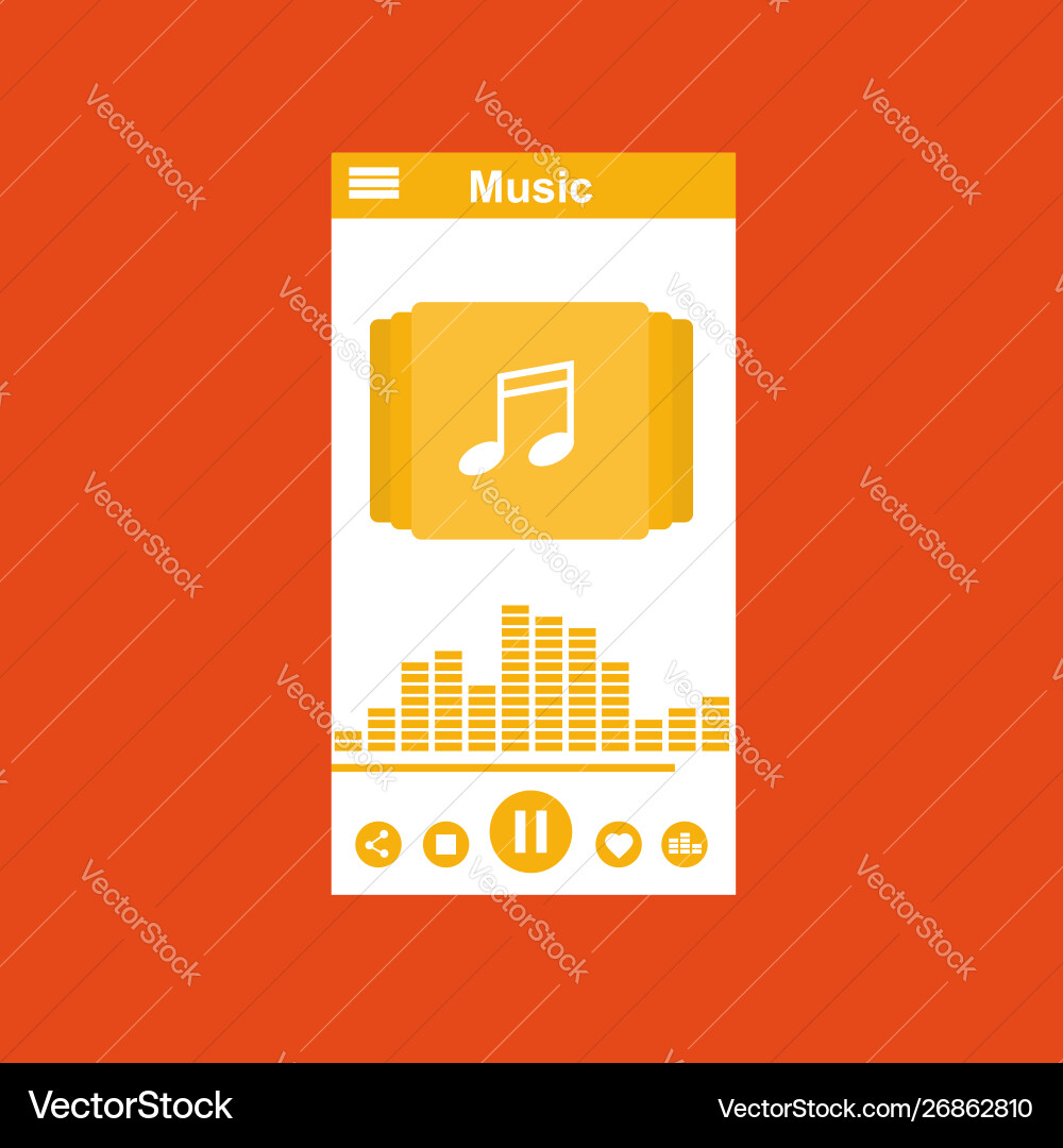 Media player application app template with flat Media player application app template with flat vector image