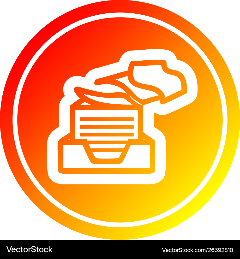 Office paper stack circular in hot gradient vector image