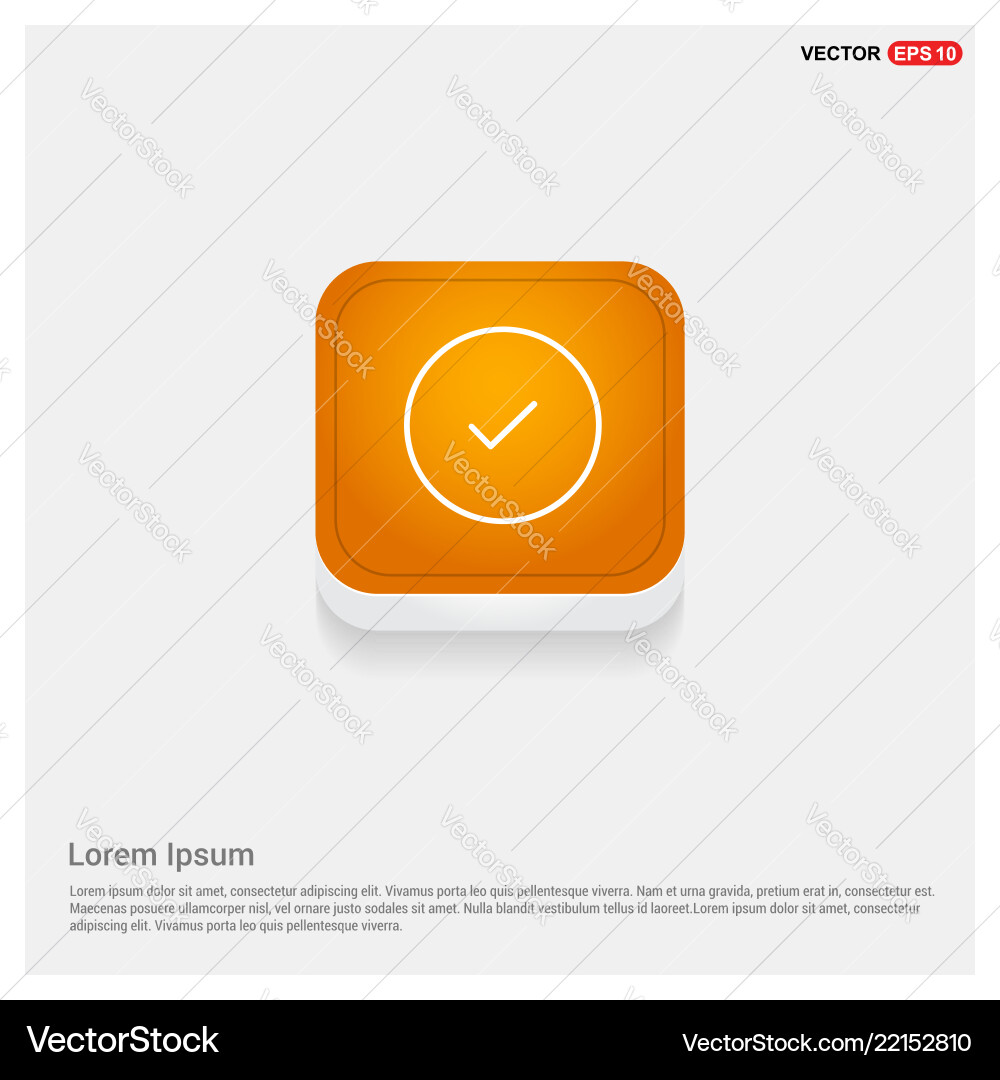 Ok tick icon orange abstract web button Ok tick icon orange abstract web button vector image