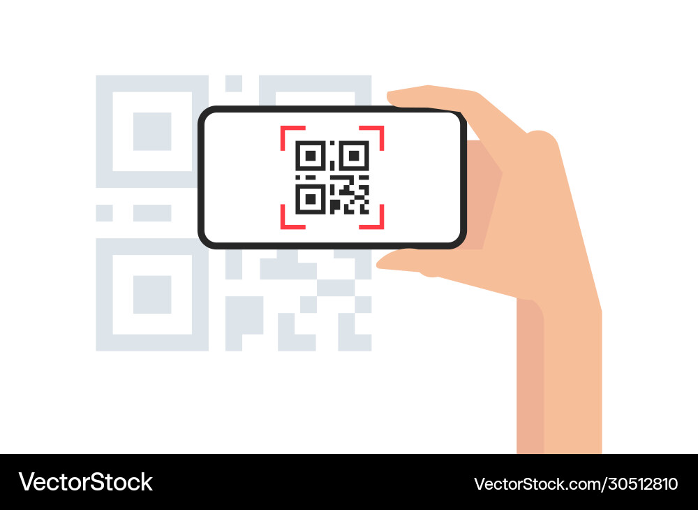 Qr code mobile phone scan on screen vector image
